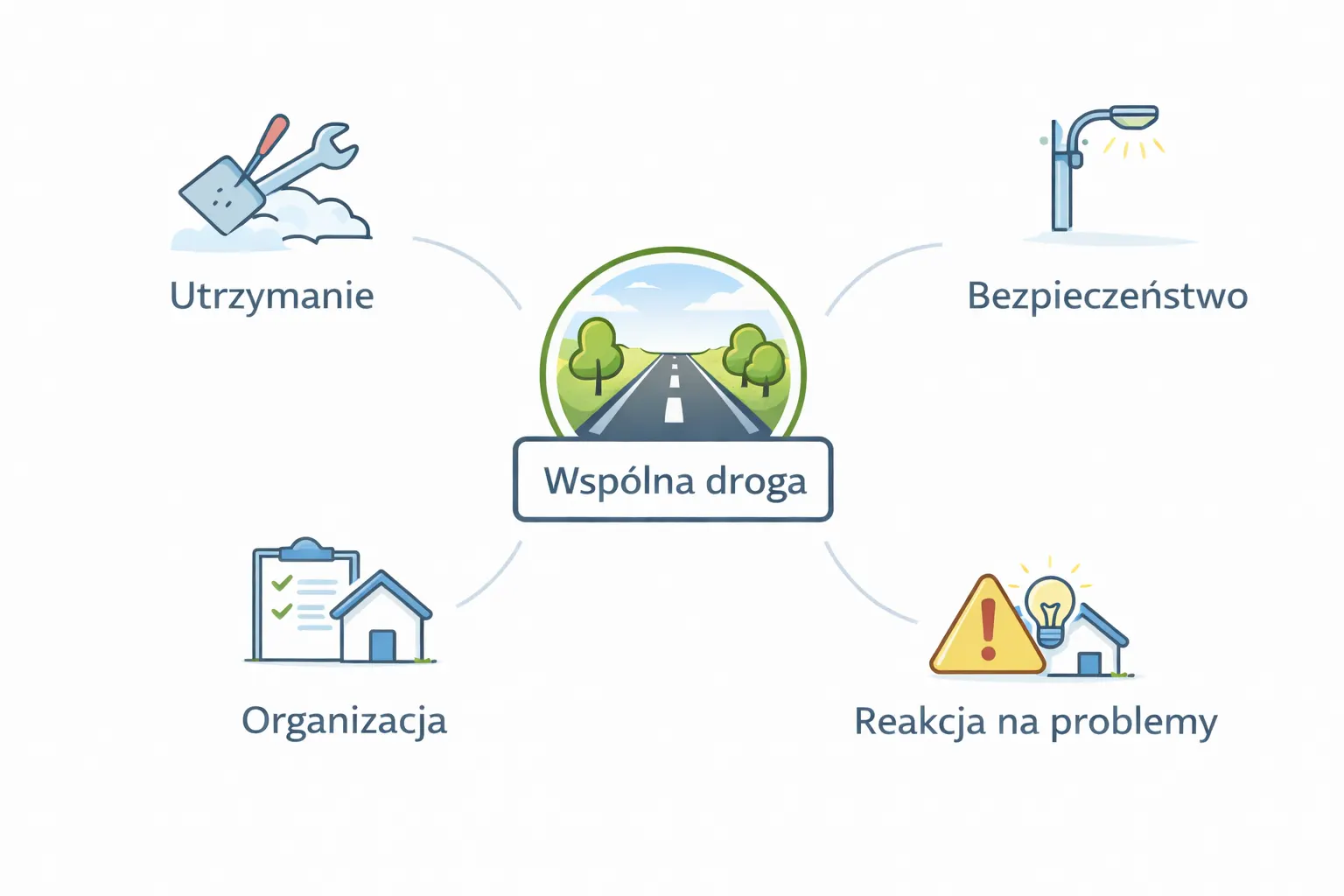Trzy scenariusze działania przy problemie wspólnej drogi na osiedlu